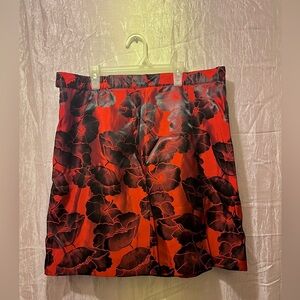 Newport News Red and Black Flower Mini Pencil Skirt Vintage Style Aesthetic